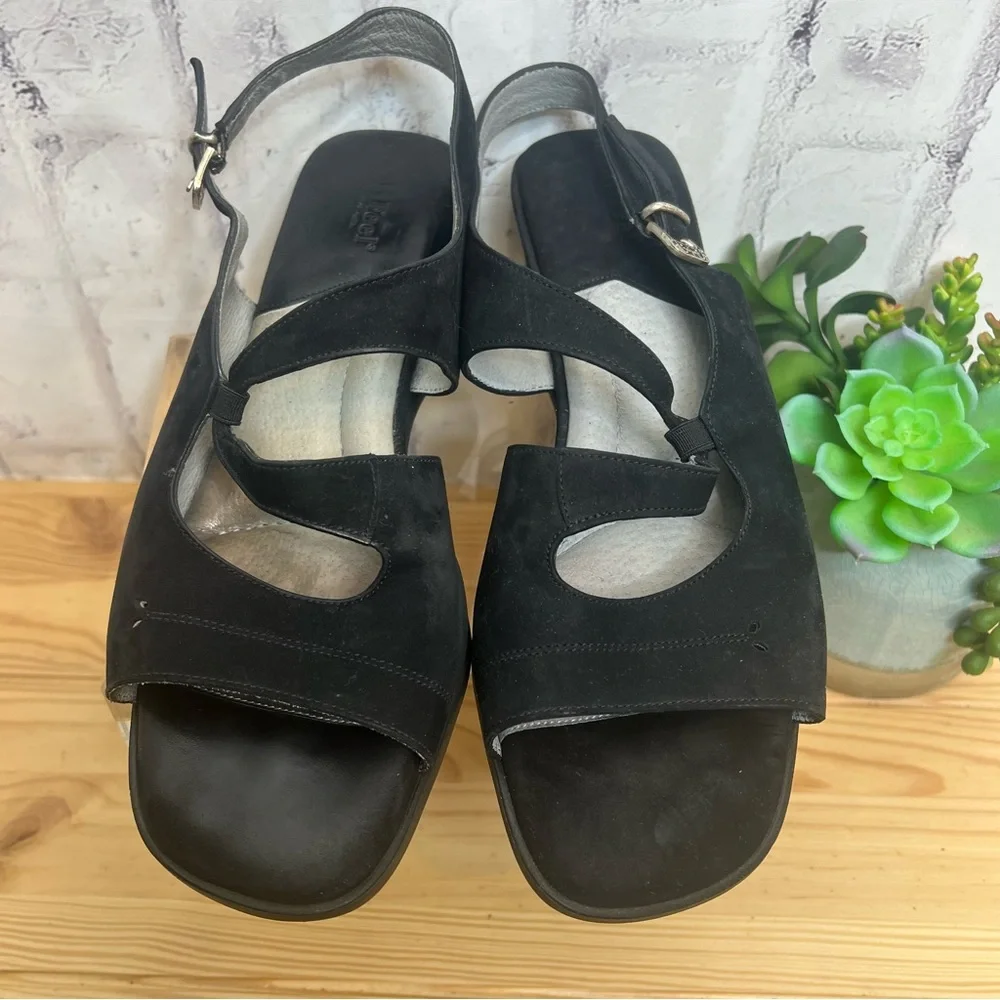 Beautifeel Black Nubuck comfort wedge sandals - Picture 1 of 10
